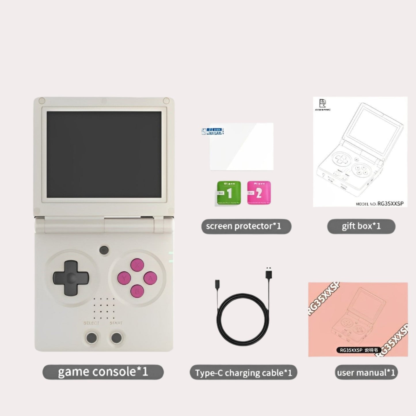 ANBERNIC RG35XXSP Flip Portable Console package grey