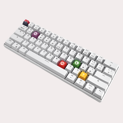 Super Mario keycaps on keyboard