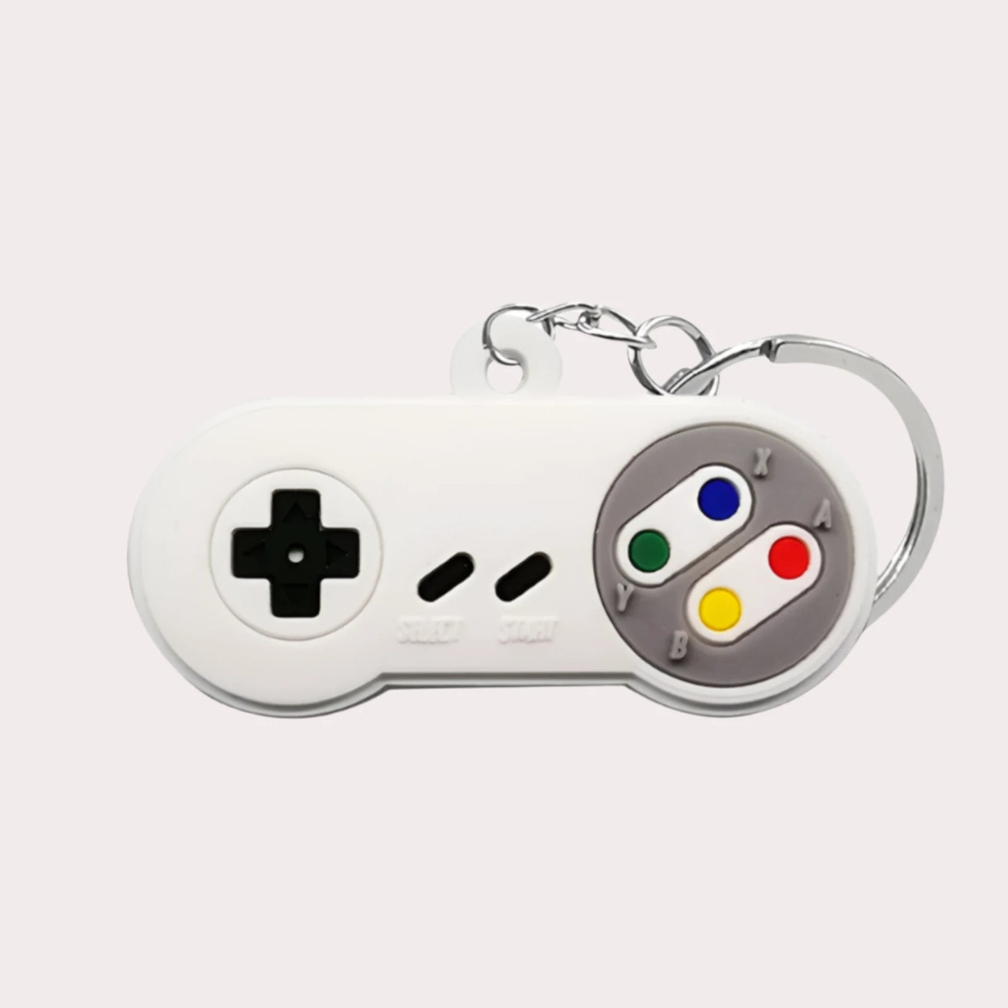 controller keychain SNES white